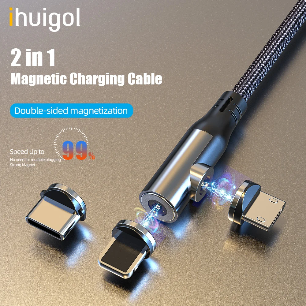 

ihuigol Magnetic USB Cable L-shape Micro USB Type C Cable Fast Charging For iPhone 12 X Samsung Xiaomi Mobile Phone Charger Cord