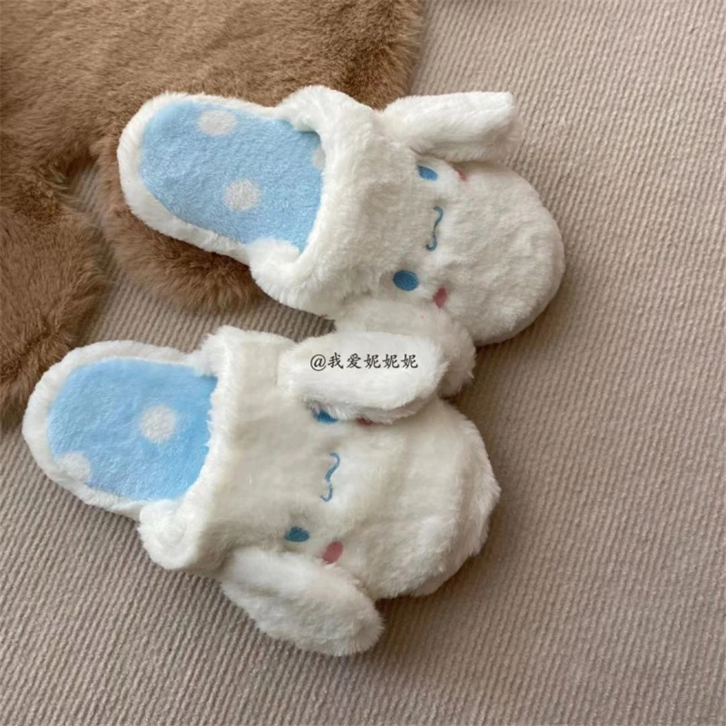 Японский Стиль белые Тапочки с собачкой теплая одежда для девочек Домашняя обувь