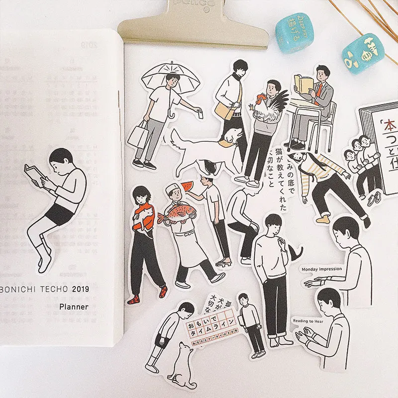 13 шт. ретро черно-белая иллюстрация буддийская жизнь стикер набор для