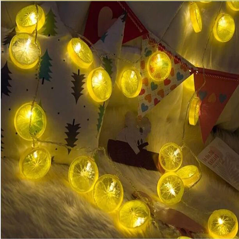 

Lemon slices decoration lanterns net red holiday Christmas hanging tree girl heart room living room interior Led lemon lamp