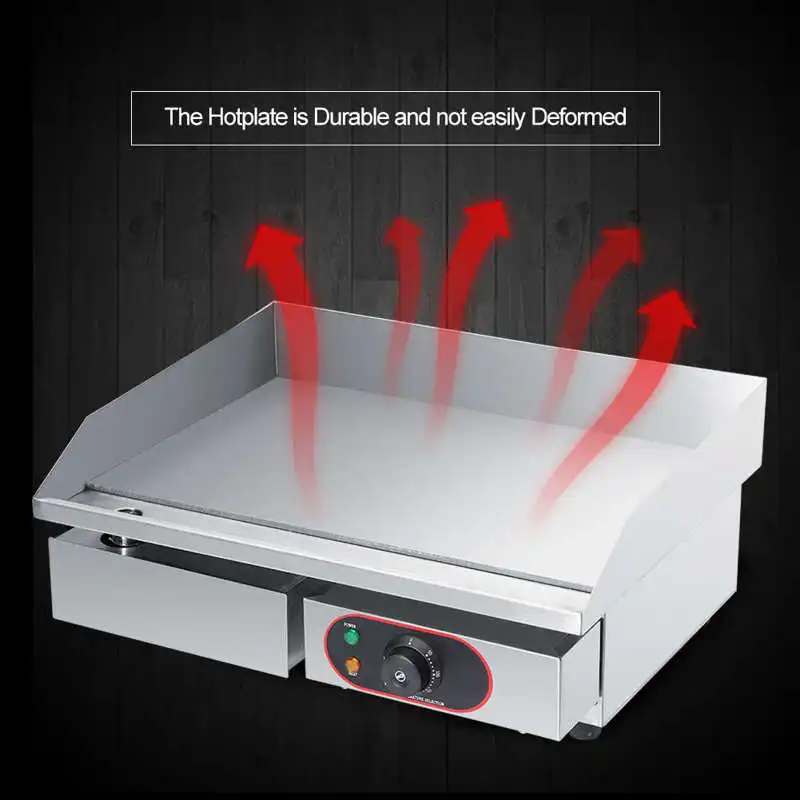 

2200W Teppanyaki Electric Griddle Countertop Hot Plate Commercial BBQ Grill Built With Oil Leaking Hole And Removable Drawer
