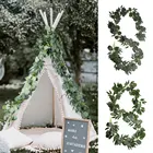 Подвесные искусственные растения, эвкалиптовая гирлянда, листья ивы, пластиковые поддельные растения для домашнего декора, лозы из ротанга, вертикальный садовый декор, 2 м