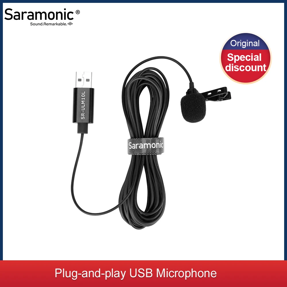 

Upgraded Saramonic SR-ULM10 / ULM10L USB Lavalier Micrphone for PC&MAC, 2M/6M USB-A Laptop Desktop Computer Lapel Microphone