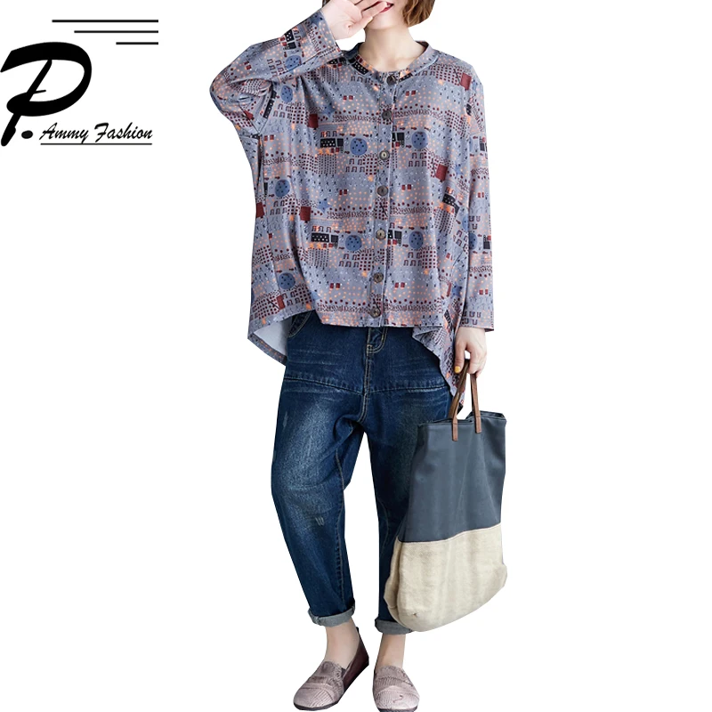 Женская мода 2019 Новинка весна осень хлопок Ретро печатные тонкие короткие