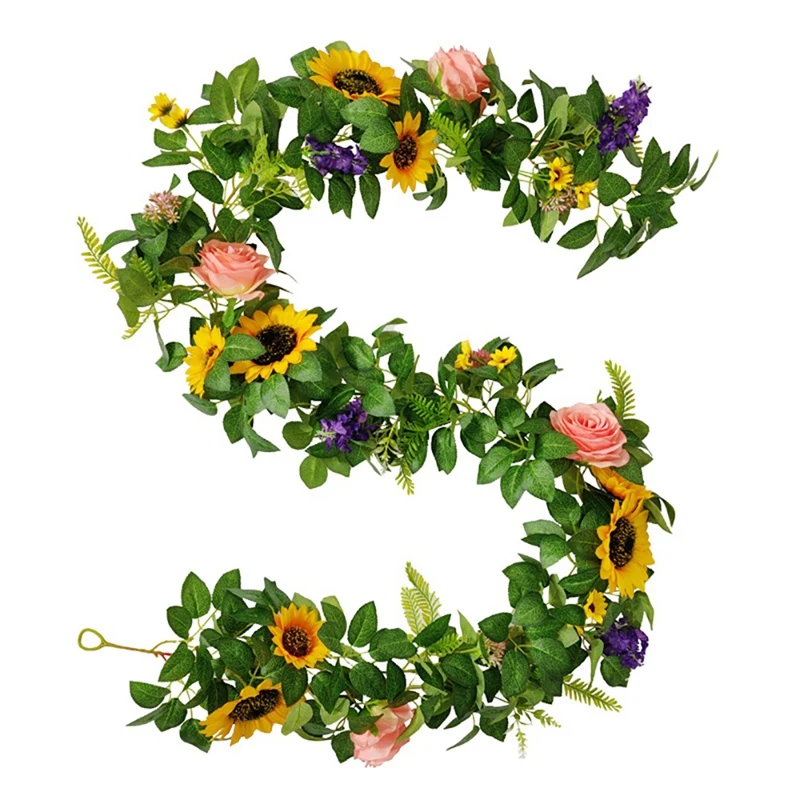 

Artificial Sunflower Rose Vine, Wedding Backdrop Arch Wall Decor, Fake Hanging Plant Ivy for Table Festival Party Decor