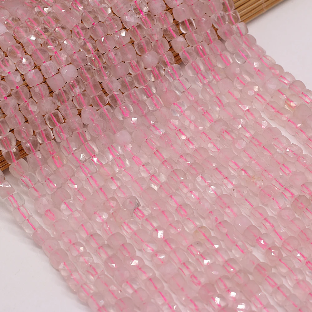 

Pure Natural Stone Semi-precious Stone Face Irregular Square Rose Quartz Beaded DIY Necklace Bracelet Jewelry Making Beads