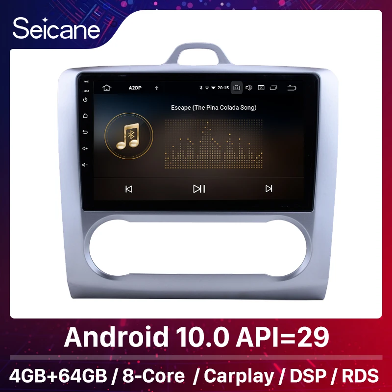 

Seicane 10.1 Inch 4+64G Android 10.0 Car Stereo Radio for Ford Focus 2 2004-2011 with GPS Navi Multimedia Player Mirror Link