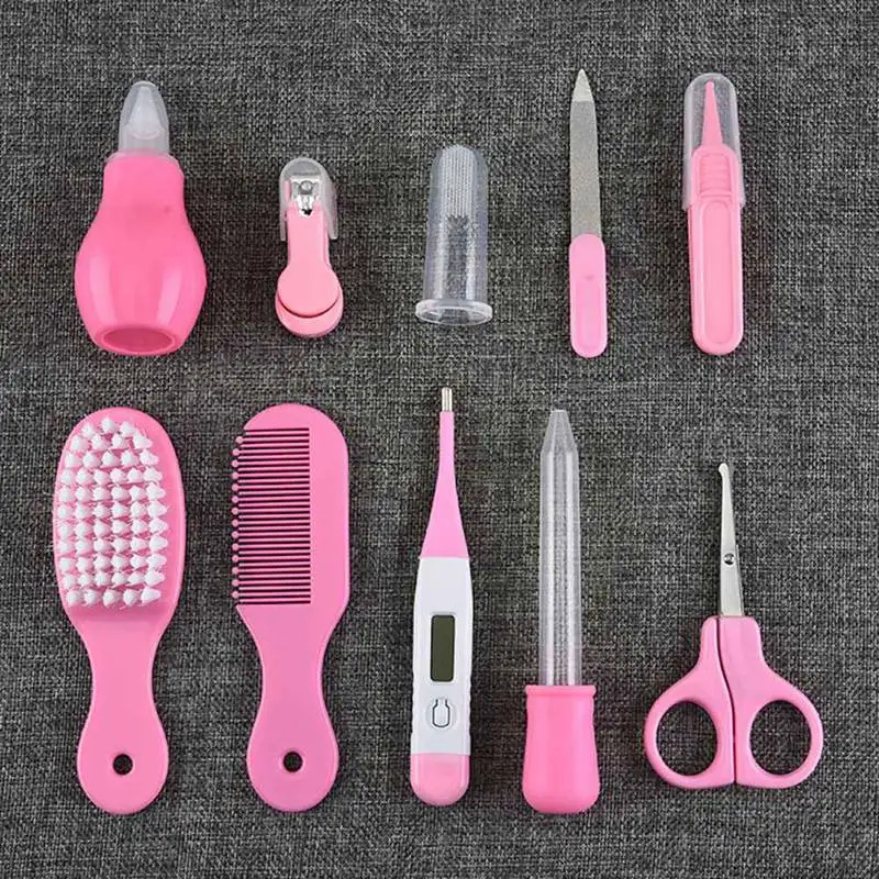 

10Pcs/Set Kids Safety Care Set Grooming Kit Newborn Infants Daily Nail Clipper Scissors Come Hair Brush Kit Baby Health Care Set