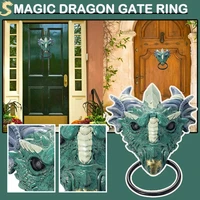 gothic dragon door knocker metal drop ring hand swing doorbell resin simulation dragon head wall hanging door hanging decor new