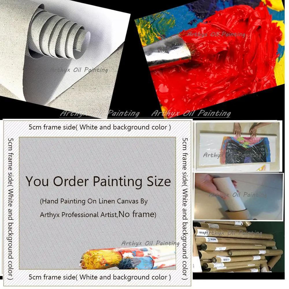 Arthyx ручная роспись абстрактный нож морской город картины маслом на холсте