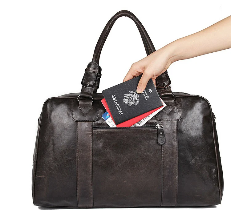 Мужская Дорожная сумка из натуральной воловьей кожи Большая вместительная для