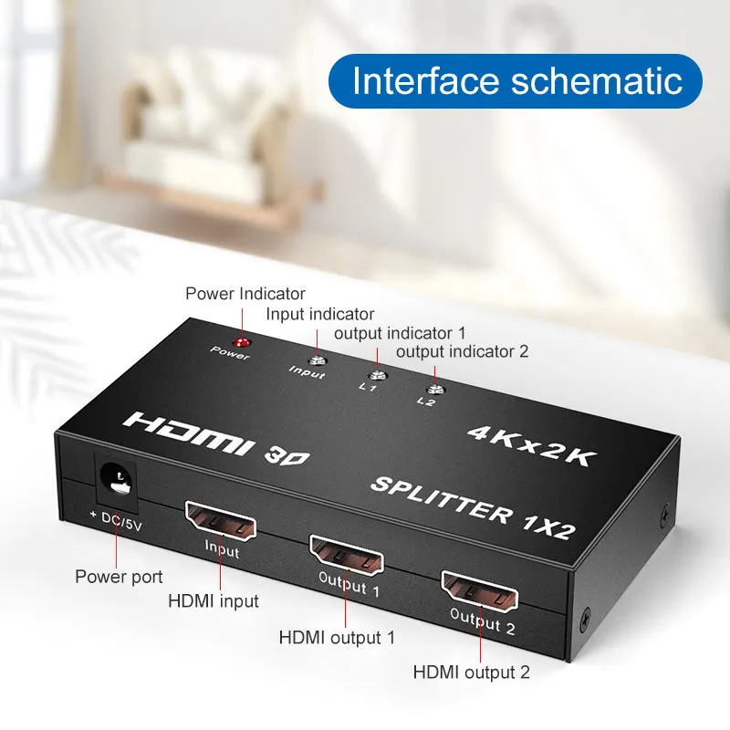 Разветвитель/переключатель HD MI 1x2 UHD 1 4 4K при 30 Гц вход 2 выхода светодиодный