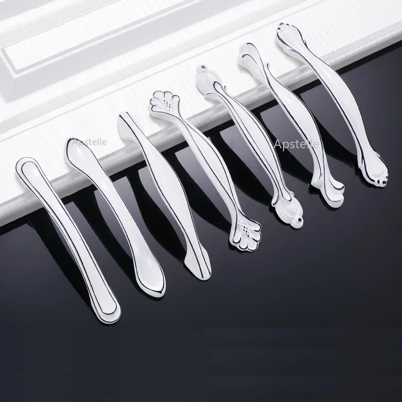 

Cabinet Cupboard Handles Flower Zinc Alloy Drawer Kitchen Pulls Nordic Style White Furniture Closet Hardware Case Knob