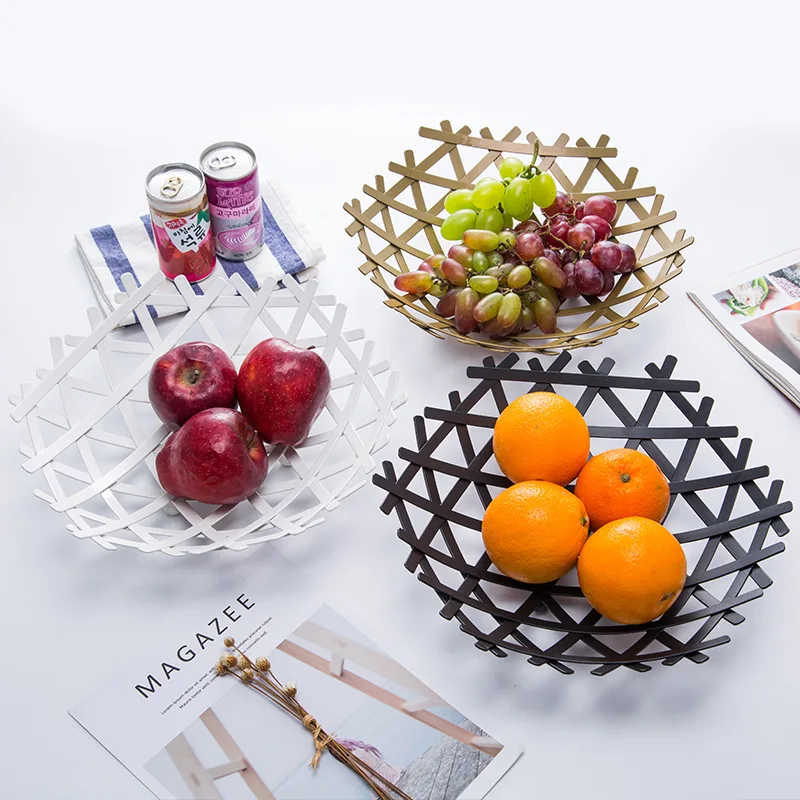 

Simple fruit tray living room creative home luxury coffee table desktop snack storage thick fashion wrought iron fruit basket