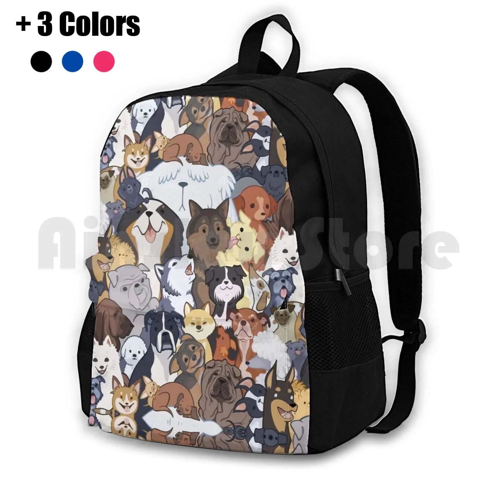 

Pupper Party Outdoor Hiking Backpack Waterproof Camping Travel Dog Puppy Pattern Cute Dogs German Shepard Golden Retriever