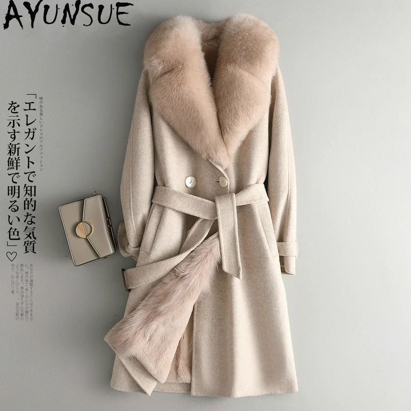 Женская зимняя теплая куртка с воротником из натурального Лисьего меха | одежда