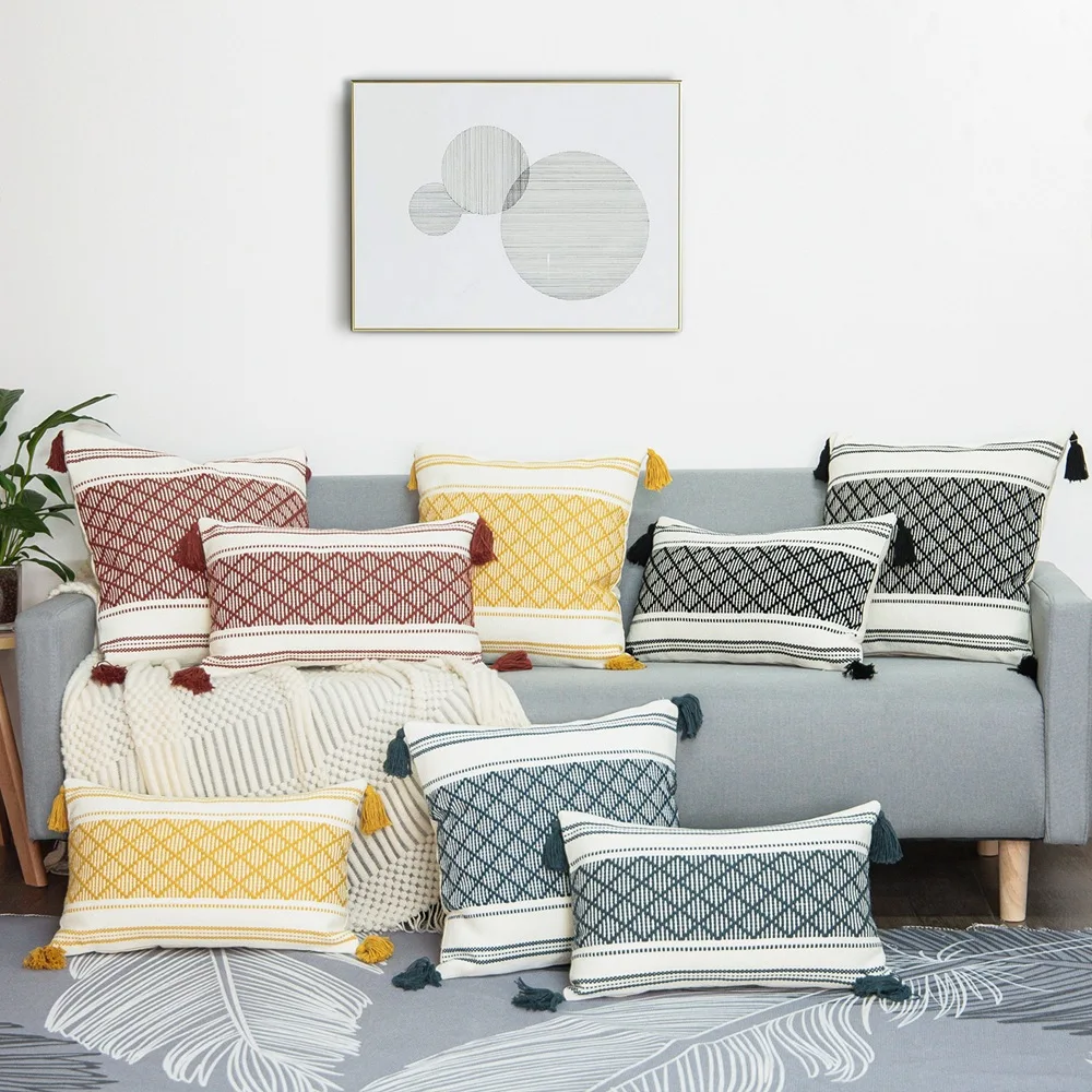 

Boho Cushion Cover Luxury Decoration Throw Pillowcase Cotton Woven Tassel Cushion Case Nordic Home Sofa Decor Housse De Coussin