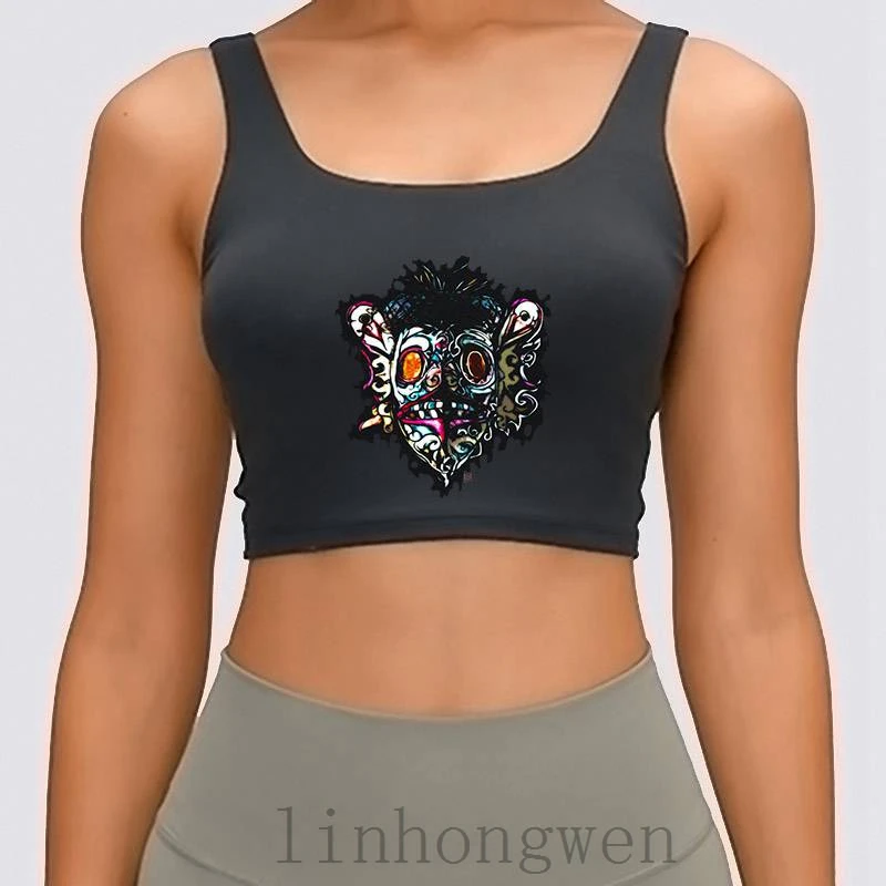 

Майка женская разблокированная, базовый однотонный укороченный топ с круглым вырезом и принтом, комический стиль, весна-осень