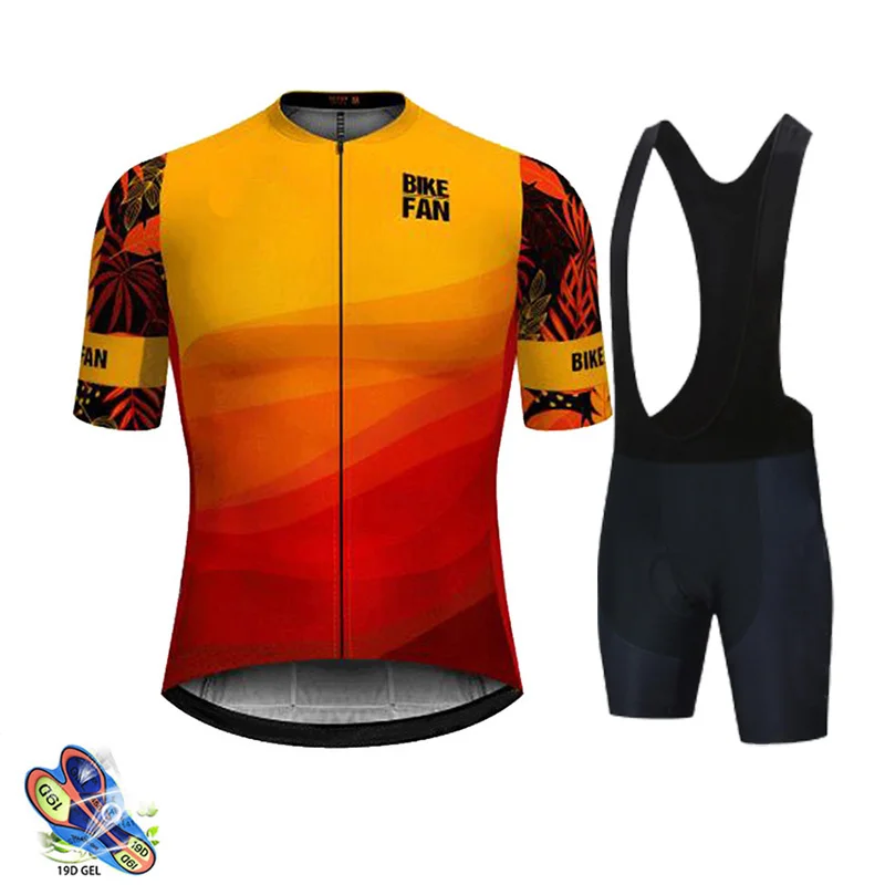 

Cycling Jersey Men Set Bib Shorts Set 2021 Summer Mountain Bike Bicycle Suit Anti-UV Spain Team Racing Uniform Clothes