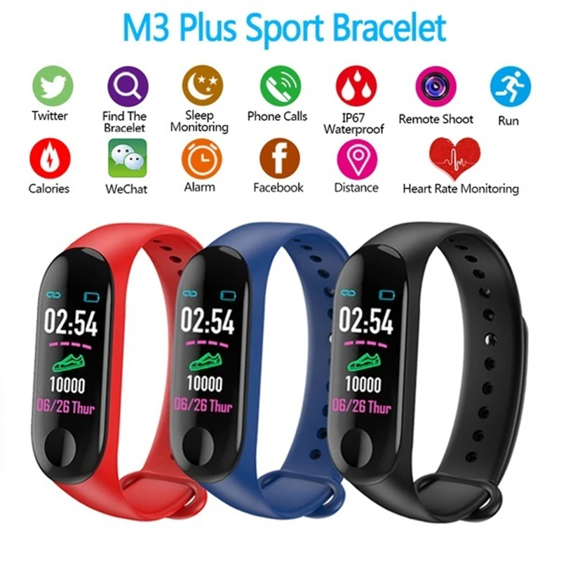 

Relogio M3 Smart Band Wristband Blood Pressure Heart Rate Monitor Pedometer Sports Health Fitness Bracelet For Android IOS