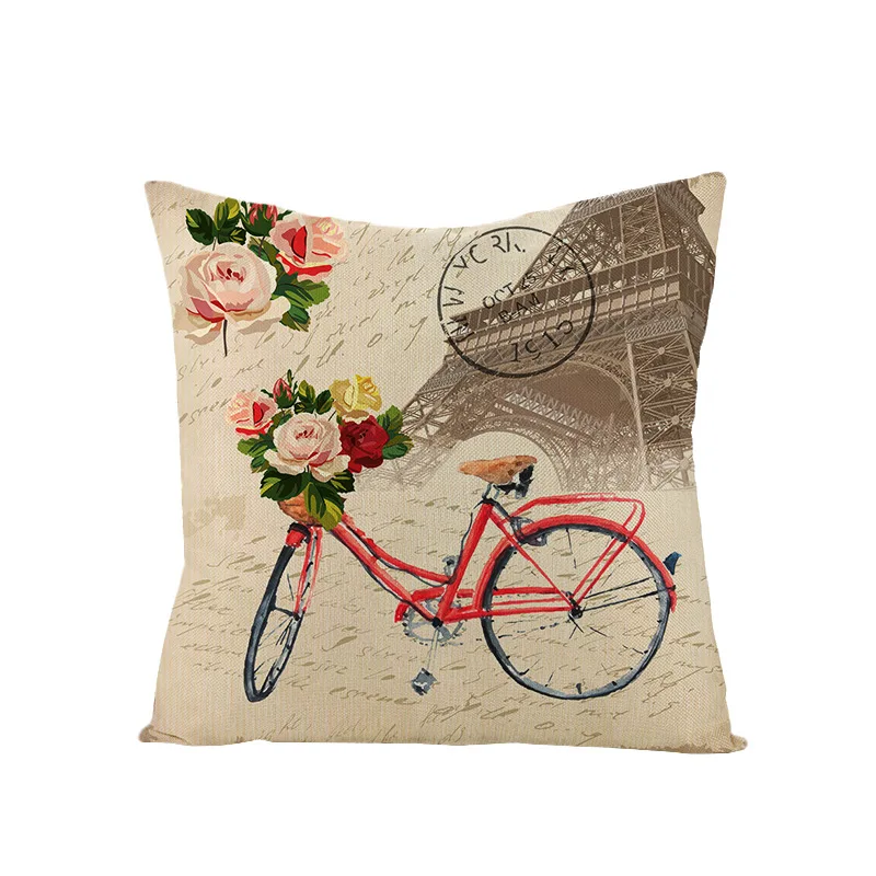 

Linen pillowcase Nordic retro flower and bird letter office cushion car sofa pillowcase home furnishing