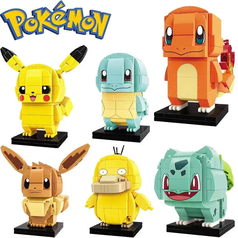 

Kawaii Покемон серия анимации Пикачу чармандер Сквиртл Bulbasaur Psyduck строительные блоки модели игрушки Фигурки детская игрушка