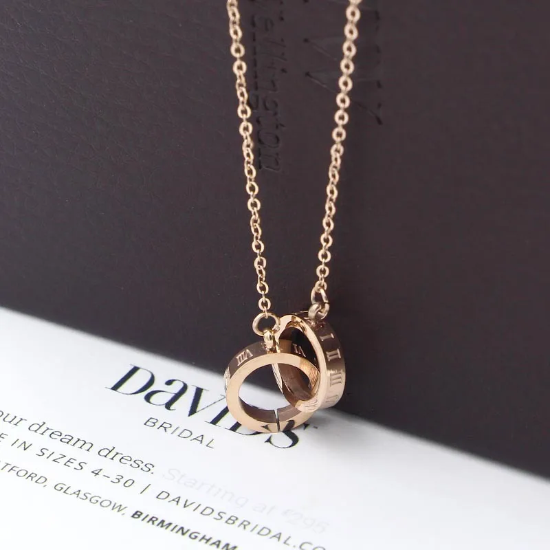 

Hot sale new fashion roman numeral double circle interlocking woman necklace for women jewelry wholesale N112