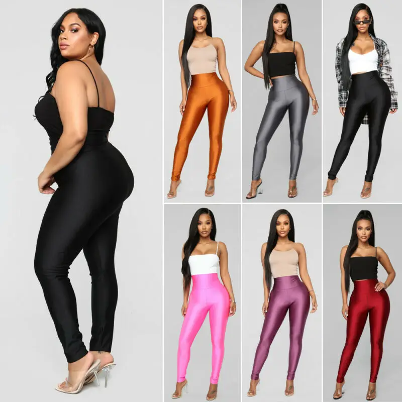 Women's High Waist Fitness Leggings Gym Workout Push Up Skinny Empire Trousers Ladies Solid Bodycon Stretch Pants | Женская одежда