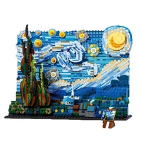 creative van gogh paintings starry night model building blocks diy diamond bricks world masterpiece toys for children gift
