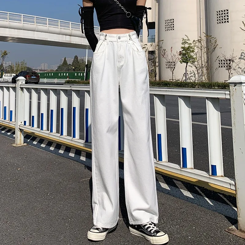 

Jeans for Girls Fashion Straight Wide Leg Jeans 2021 new Woman Denim Pants High Waist Jeans Trousers Loose Casual Korean Jeans