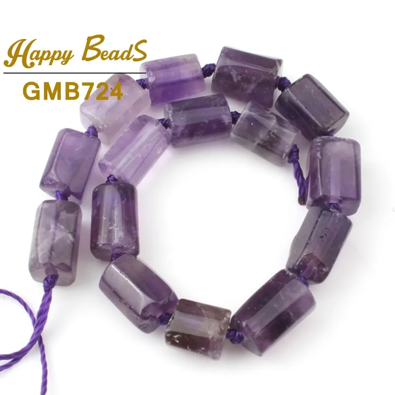 Natural Faceted Purple Amethysts Beads Cylinder Loose Spacer Stone For Jewelry Making DIY Charm Bracelet 7.5&quotInches 8x11mm | Украшения