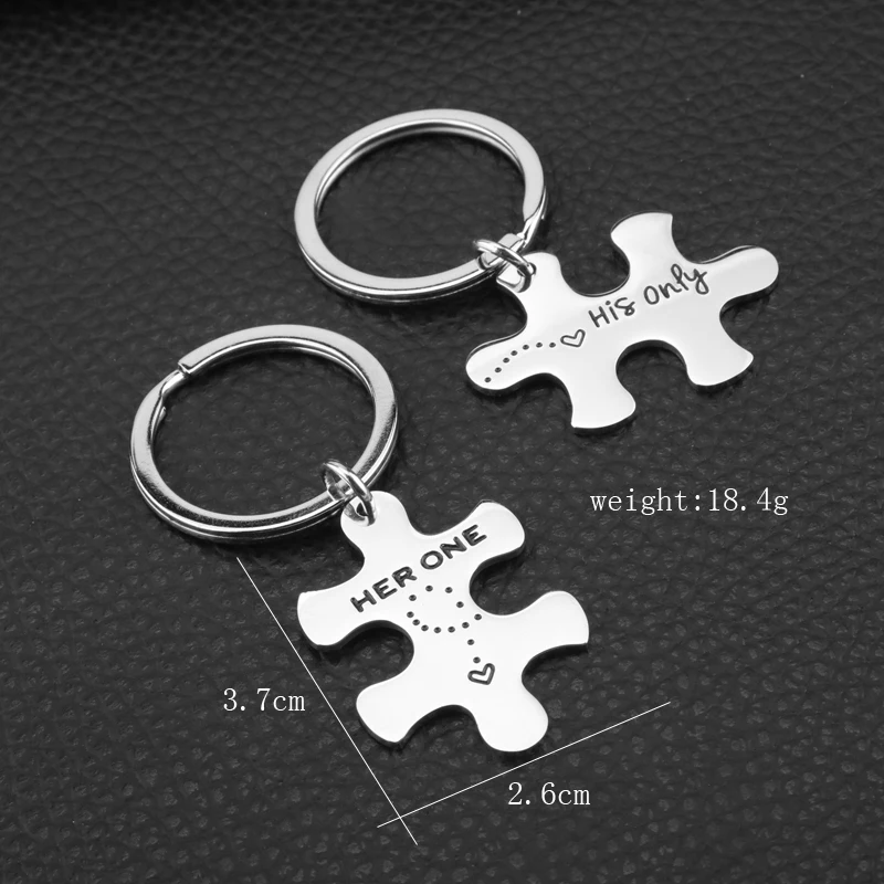 

HER ONE/HIS ONLY Couples Key Chains Puzzle Keychain Keyring Keyfob Valentine's Day Lover Gift