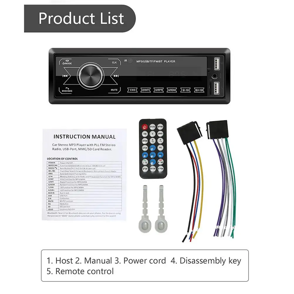 Автомобильный мультимедийный плеер Bluetooth Стерео Авторадио сенсорный экран MP3