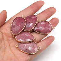 natural stone drop shaped pendants rhodochrosite double hole connector for jewelry making diy necklace bracelets accessories