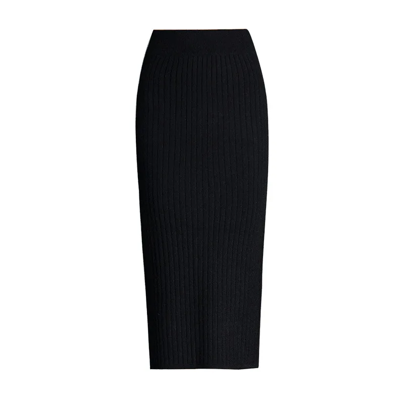 

2020 Autumn & Winter New Arrival Knitted Long Skirt Sexy Mid Length Skirt Women's Slim Solid Color Skirt Stretch Free Shipping