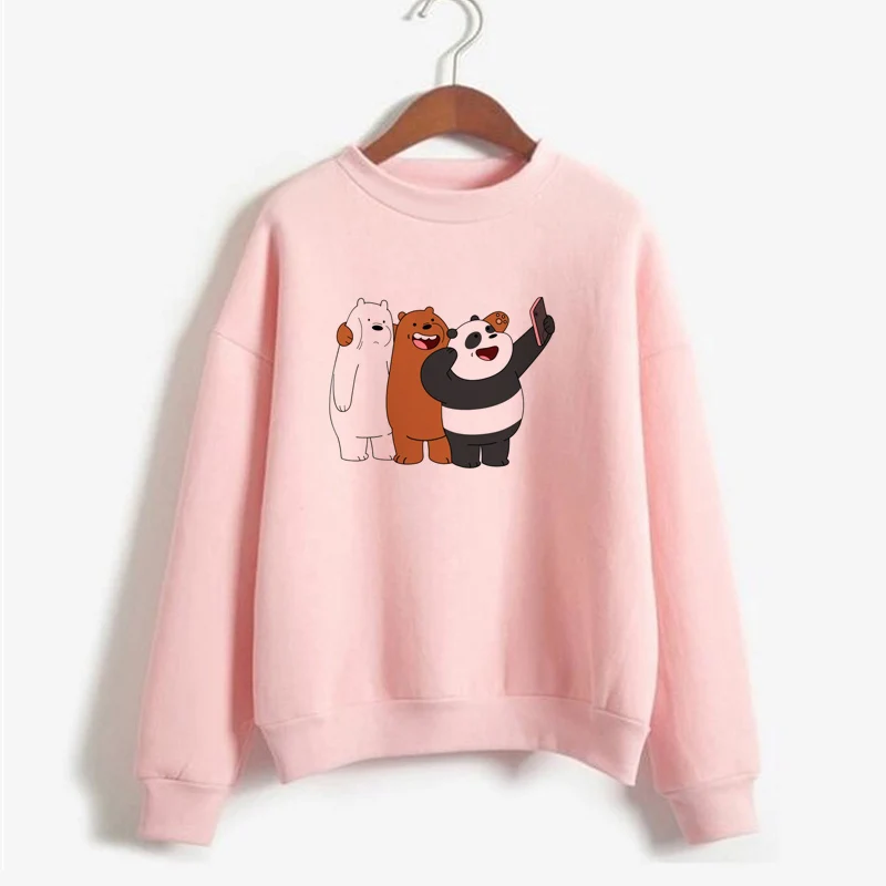 Harajuku Kawaii We Bare толстовка с медведем Женская Повседневная Милая Толстовка Padan Женский пуловер для девочек белый розовый негабаритный свитер с капюшоном одежда - Цвет: 2