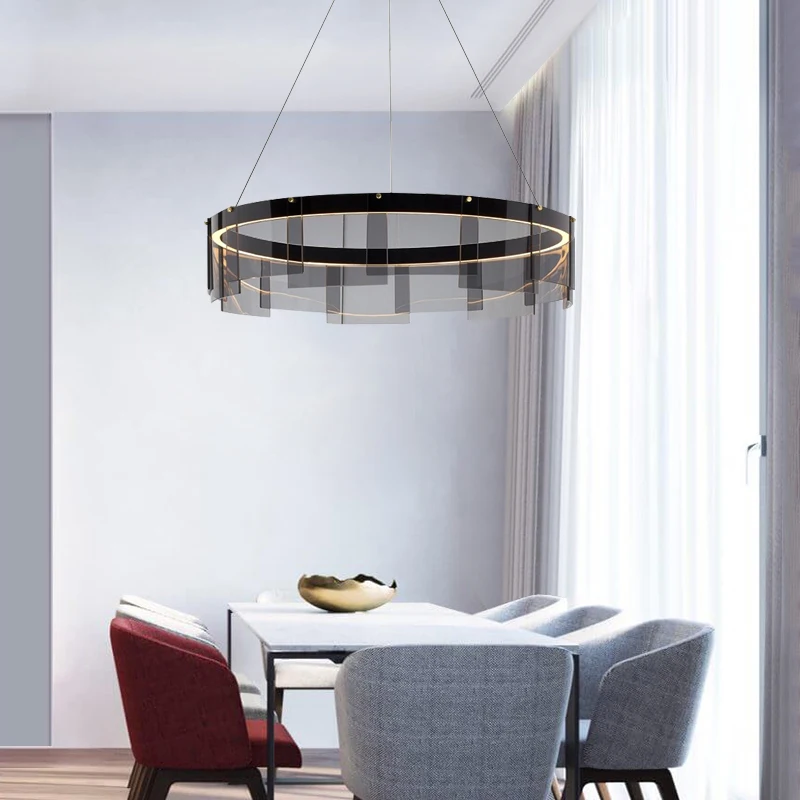 Маленькая квартира гостиная лампа стеклянная люстра Круглая Простая