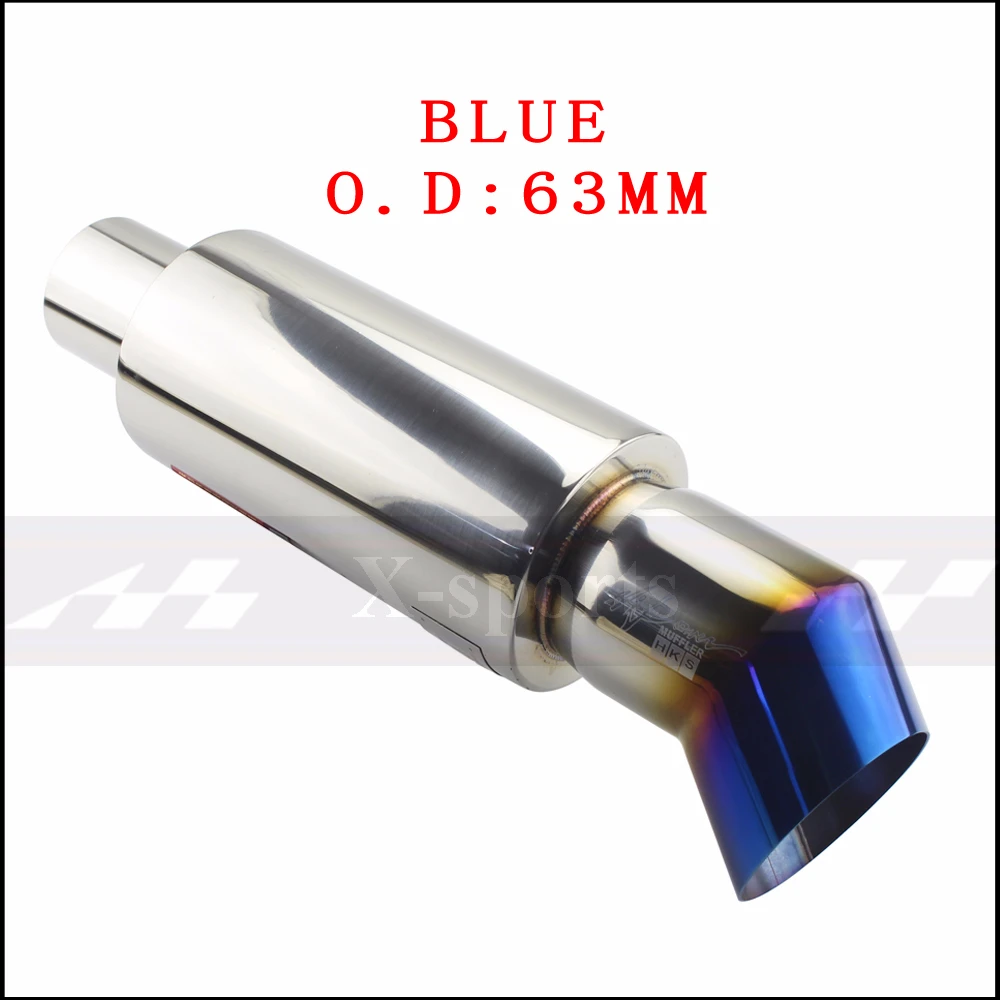 blue 63MM Автомобильный Стайлинг выхлопной трубы глушители хвост универсальный высокое качество нержавеющая сталь мотогонок глушители изгиб глушители 63 мм - Цвет: blue 63MM