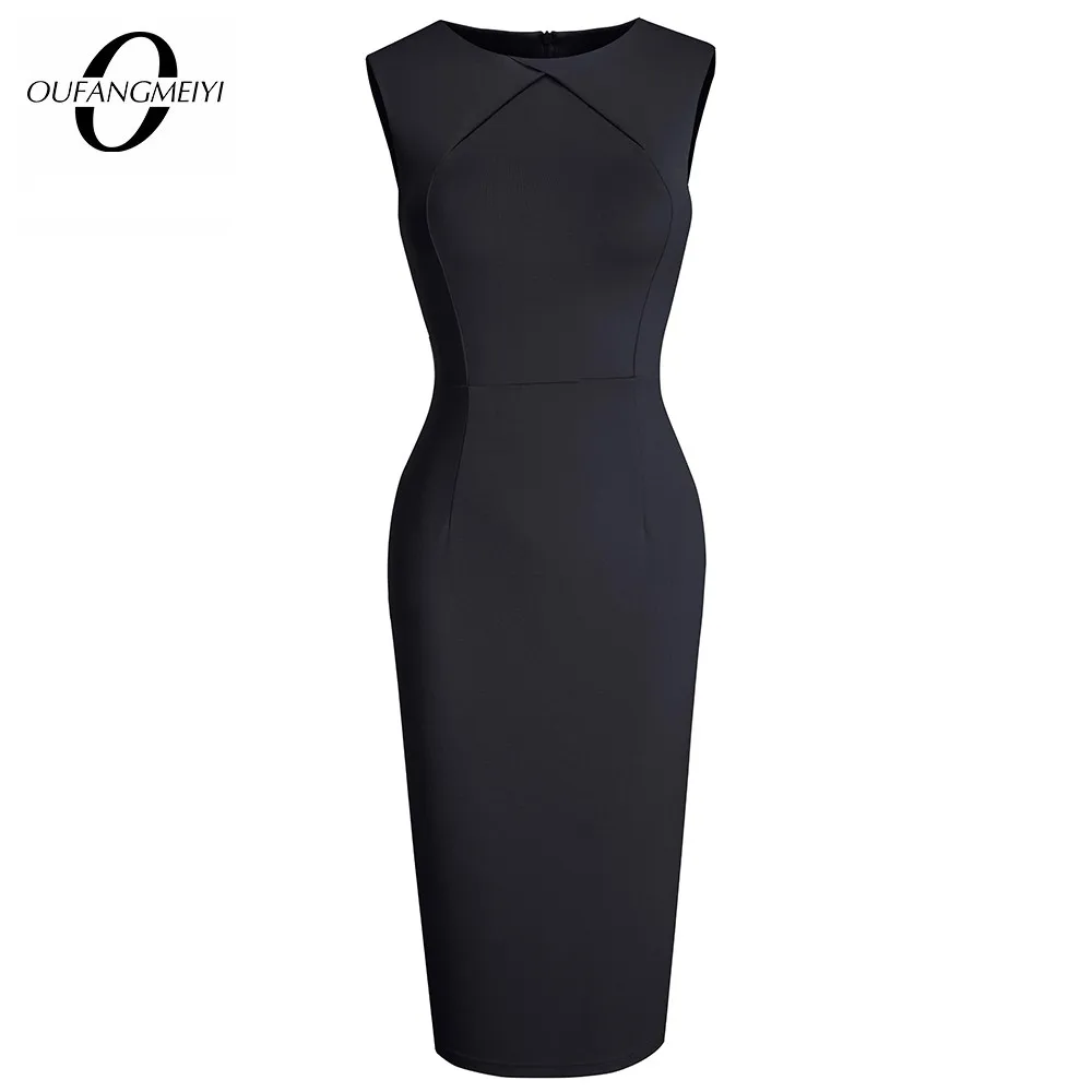 

Женские Классические однотонные деловые платья, элегантное облегающее платье-карандаш для офиса, модель EB636 на лето