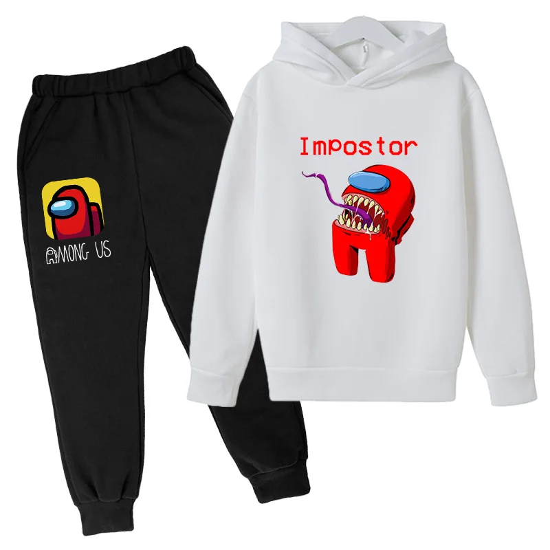 

Toddler Boys Cartoon Face Print Among Us Hoodie Sets Baby Boys Girls Top+pants 2p tracksuit Children Clothing winter 4-14Y