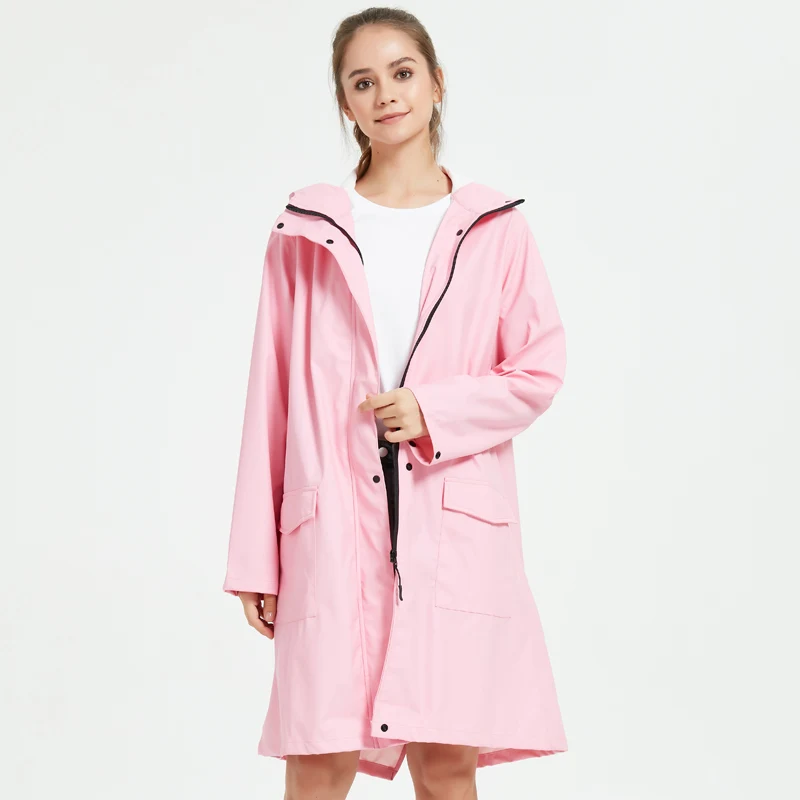 Женская Серебристая модная однотонная дождевая куртка уличный