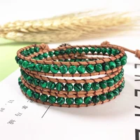 multilayer mala beads leather jewelry womans fashion triple leather wrap bracelet for women fancy stone handmade
