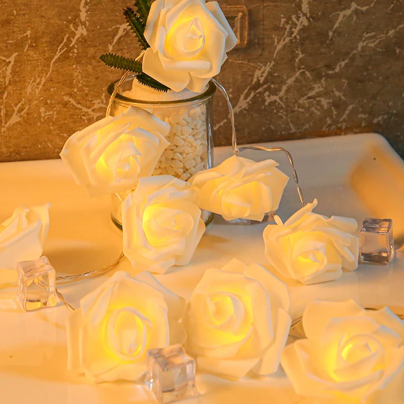 

Led rose battery lamp simulation flower lamp string battery box remote control lamp string layout hanging lamp