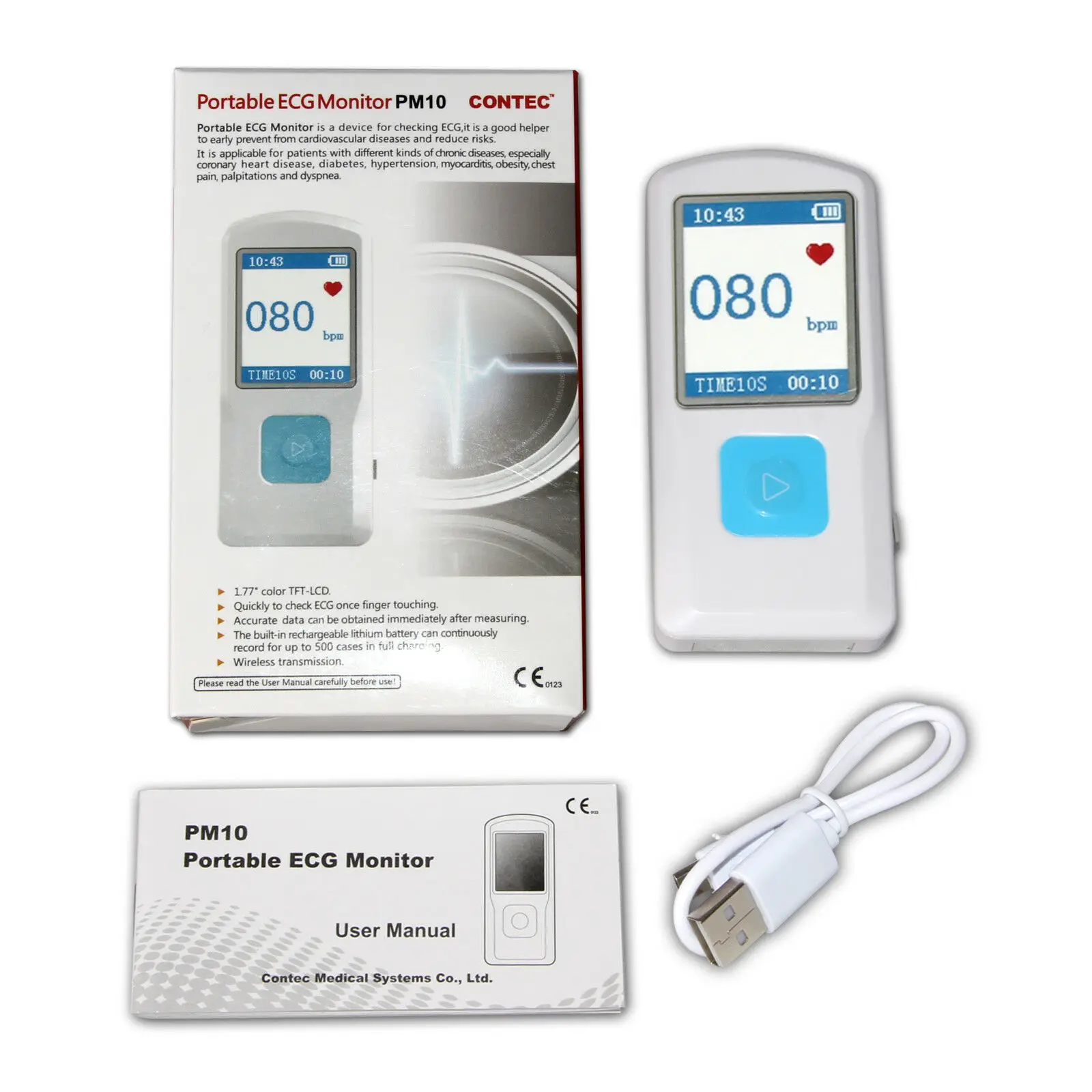 PM10 Bluetooth портативный 1 канал ЭКГ машина сердечного ритма+ USB