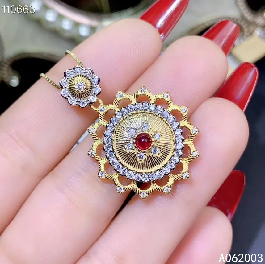 

KJJEAXCMY Fine Jewelry 925 Sterling Silver Inlaid Natural Ruby Female Miss Pendant Necklace Popular Support Test