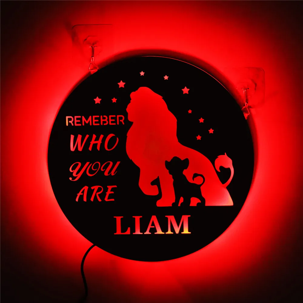 

Personalized Lion Family Neon Sign Wall Lamp LED RGB Wooden NightLights Custom Sculpture Kids Name for Home Room Decorations