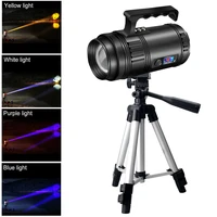 50w powerful fishing light with tripod 4 color searchlight zoomable flashlight t6 portable spotlight handheld emergency light