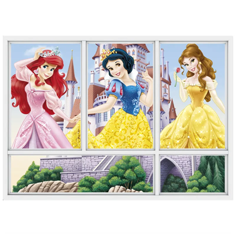 Сказочная принцесса 3d наклейки с фальш окном Белоснежка и замок Мультяшные