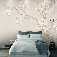 mlofi plain magnolia chinese style hand painted flowers and birds background wall european pattern wallpaper mural