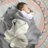 1pc baby blankets swaddle baby wrap knitted blanket for kid rabbit cartoon plaid infant toddler bedding swaddling lets make
